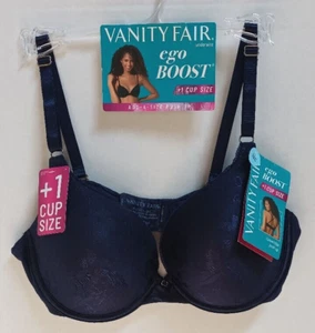 NWT Vanity Fair Extreme Ego Boost Push-Up Bra 2131101 Size 36C Ghost Navy - Picture 1 of 3