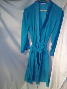 Vintage Turquoise Robe JCPenney Women’s Med Long Dressing Gown Bathrobe Belted