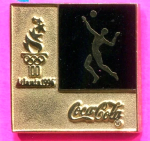 1996 OLYMPIC PIN COCA COLA VOLLEYBALL PIN BLACK & GOLD PIN 1 OF 700 MADE PIN - Picture 1 of 1