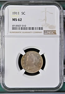 1911 Liberty V Nickel 5c - NGC MS 62 - Picture 1 of 6