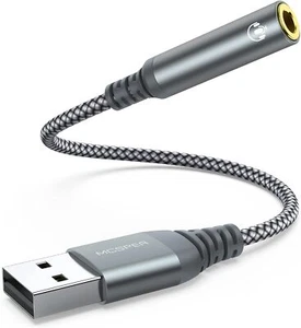 USB to 3.5mm Audio Jack Adapter, External Sound Card Converter 1 Pack - Picture 1 of 6