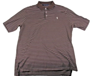Ralph Lauren POLO GOLF Para Hombres Grande Marrón Blanco Rayas Blanco Poni Logo Pima Algodón - Imagen 1 de 13
