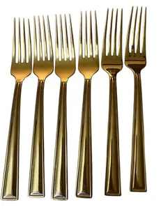 6 pcs Marabella Gorham Stainless Silver Glossy Flat Tip Dinner Forks - Picture 1 of 1