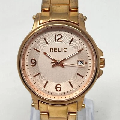 Реликвия часы женщин 35 мм розовое золото тон Дата из нержавеющей стали группы 30 М новый аккумулятор 6,5» - Изображение 1 из 4