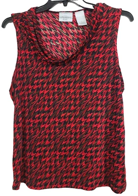 Vintage Kathy Ireland Womens Sleeveless Top Size 1X Red Black Printed Cowl Neck - Image 1 of 4