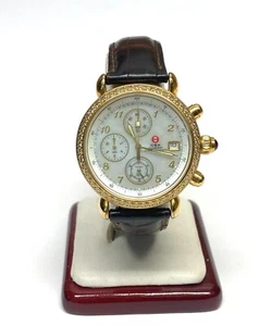 MICHALE DIAMOND BEZEL WITH ORIGYN LEATHER BAND WATCH 36mm - Picture 1 of 11