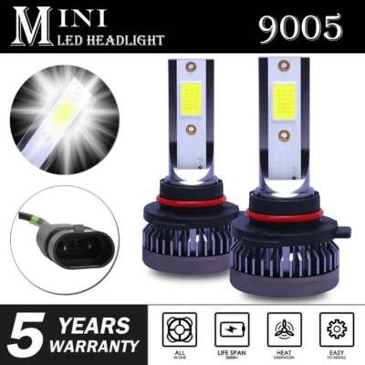 RIDROID 2PCS Mini 9005 HB3 LED Headlight 9145 9140 H10 FOG Light High Beam 6000K White