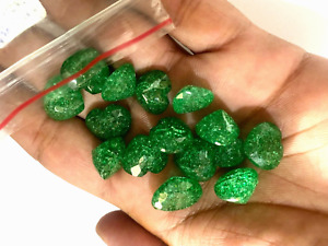 100 Ct+ Natural Emerald Colombian Heart Cut Faceted Loose Gemstone Lot