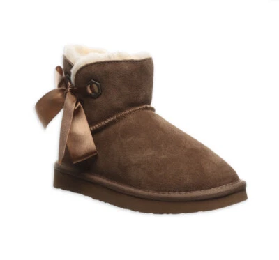 NEW PAWZ By Bearpaw Amelia Youth Size 10 Hickory 220 Genuine Suede Ankle Boots - Image 1 of 4