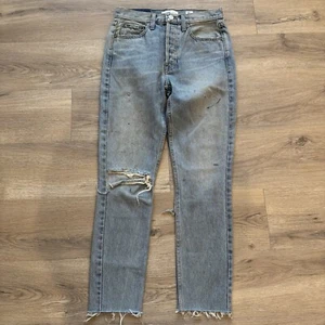 Re/Done Women's Jeans Size 26 USA Made 100% Cotton Skinny Distressed Denim - Picture 1 of 8