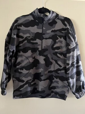 Suéter polar de 1/2 cremallera camuflado negro gris azul marino antiguo para niñas talla 14/16 ¡NUEVO CON ETIQUETAS! Foto 1 de 4