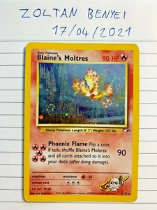 Blaine's Moltres WOTC Holo rare 1/132 Gym Challange Pokemon Card - LP/NM - Picture 1 of 6