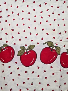 Vintage weiß Baumwolle Stoff Material rote Äpfel Landhaus Kern 4 Yards x 36" - Bild 1 von 4