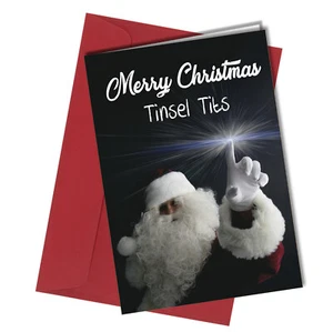 #1204 COOL RUDE FUNNY CHRISTMAS CARD Christmas Tinsel T*ts Santa Cheeky Greeting - Picture 1 of 2