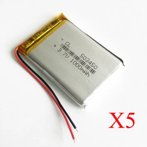 5 Stck. 3,7 V 1000mAh Lipo Li Polymer Wiederaufladbarer Akku 503450 für PSP-Lautsprecher - Bild 1 von 3