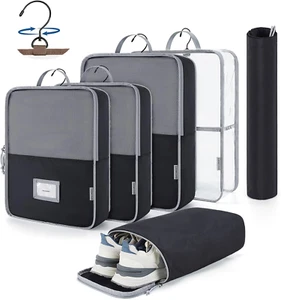 BAGSMART Packwürfel zum Aufhängen für Reisen, 6er Set durchsichtige wasserdichte Packwürfel - Bild 1 von 12