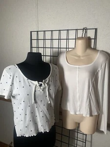 Lot of 2 SO brand Size XXL White/Navy S/S and L/S Tops - Picture 1 of 11