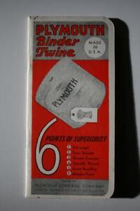 Ordinateur portable de poche calendrier Tracteur Farm Advertising 1938 PLYMOUTH BINDER TWINE