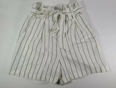 Mossimo Pantalones Cortos Informales Bolsa de Papel Para Mujer Blanco Rayas Elastizado Cintura Cinturón Talla XS Foto 1 de 4
