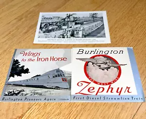 1933 Jahrhundert des Fortschritts - BURLINGTON ZEPHYR Faltbroschüre und Postkarte - Bild 1 von 11