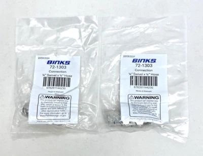 Lot Of 2, Binks 72-1303, Connector  1/4" Swivel x 1/4" Hose Fitting - Image 1 of 4