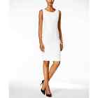New Kasper White Crepe Scoop-neck Sleeveless Sheath Dress Size 12 Msrp $79 