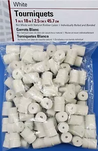 PRO ADVANTAGE Tourniquets White Rolled 1"X18" 100/BG Latex Free Elastic Straps - Picture 1 of 1