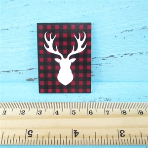 5 pc Planar Resin Hair Bow Center WHOLESALE 1059050 Buck Buffalo Plaid Christmas - Picture 1 of 1