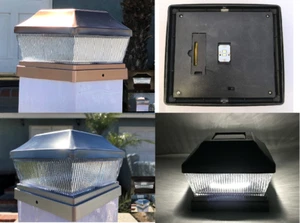 Kupfer/Silber Farbe Edelstahl Metall plattiert 2 SMD Solar Pfosten Kappe Lichter 28 Lumen - Bild 1 von 11