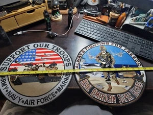2 Big 12" Patches - Support Our Troops Military America Veteran - new - unused - Picture 1 of 12