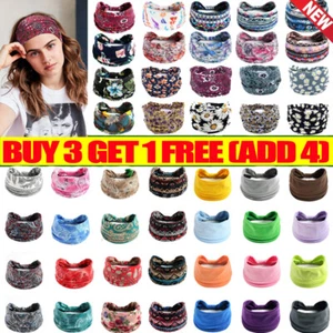 Boho Women Elastic Yoga Bandana Headband Hair Band Wide Turban Sports Head Wrap✯ - Picture 1 of 233
