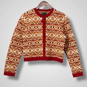 Abercrombie & Fitch Shetland Wool Fair Isle Ski Full Zip Sweater Small Y2K 90s - Picture 1 of 8