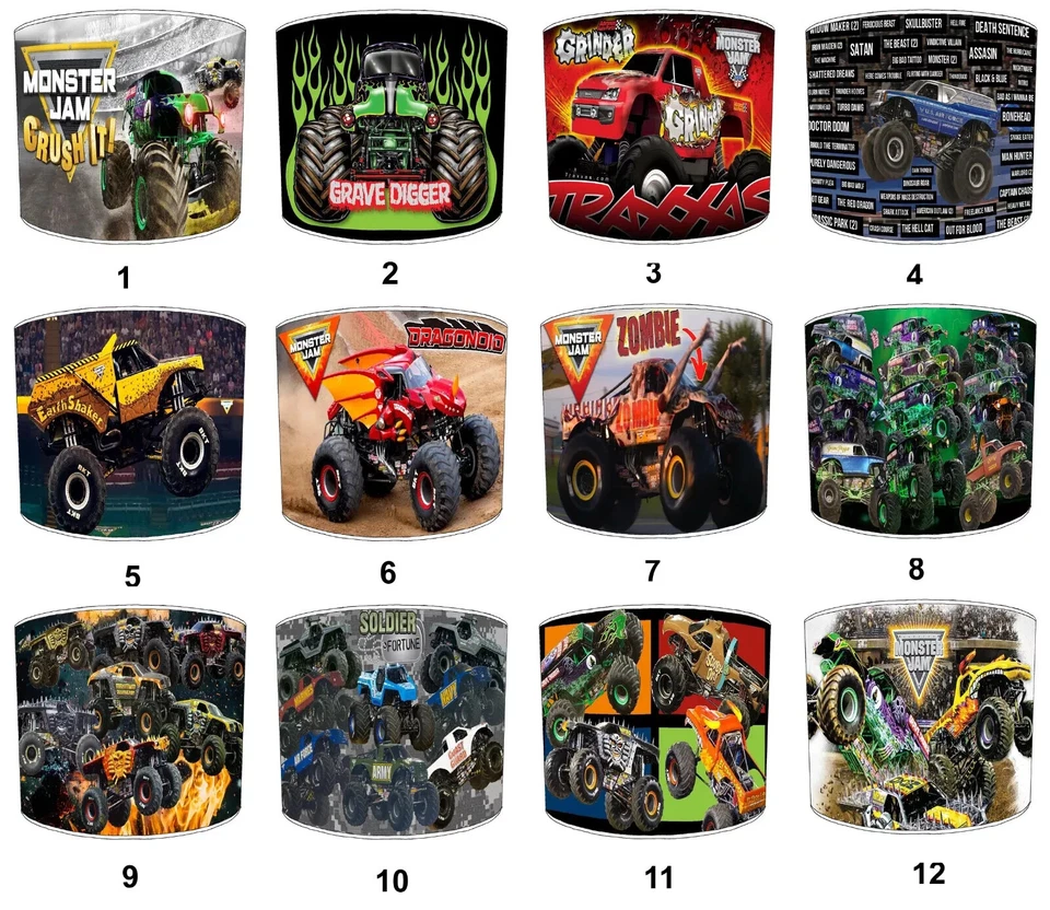 Pantallas Monster Jam Truck Luces de Techo Lámparas de Mesa Pantallas y Pantallas Colgantes. Foto 1 de 1