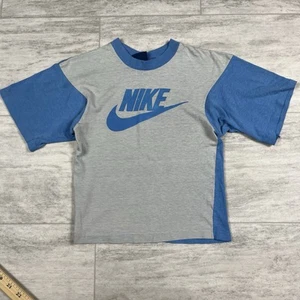 Vintage 80s Nike Gray and Blue Short Sleeve T-Shirt Boys Size Small - Picture 1 of 11