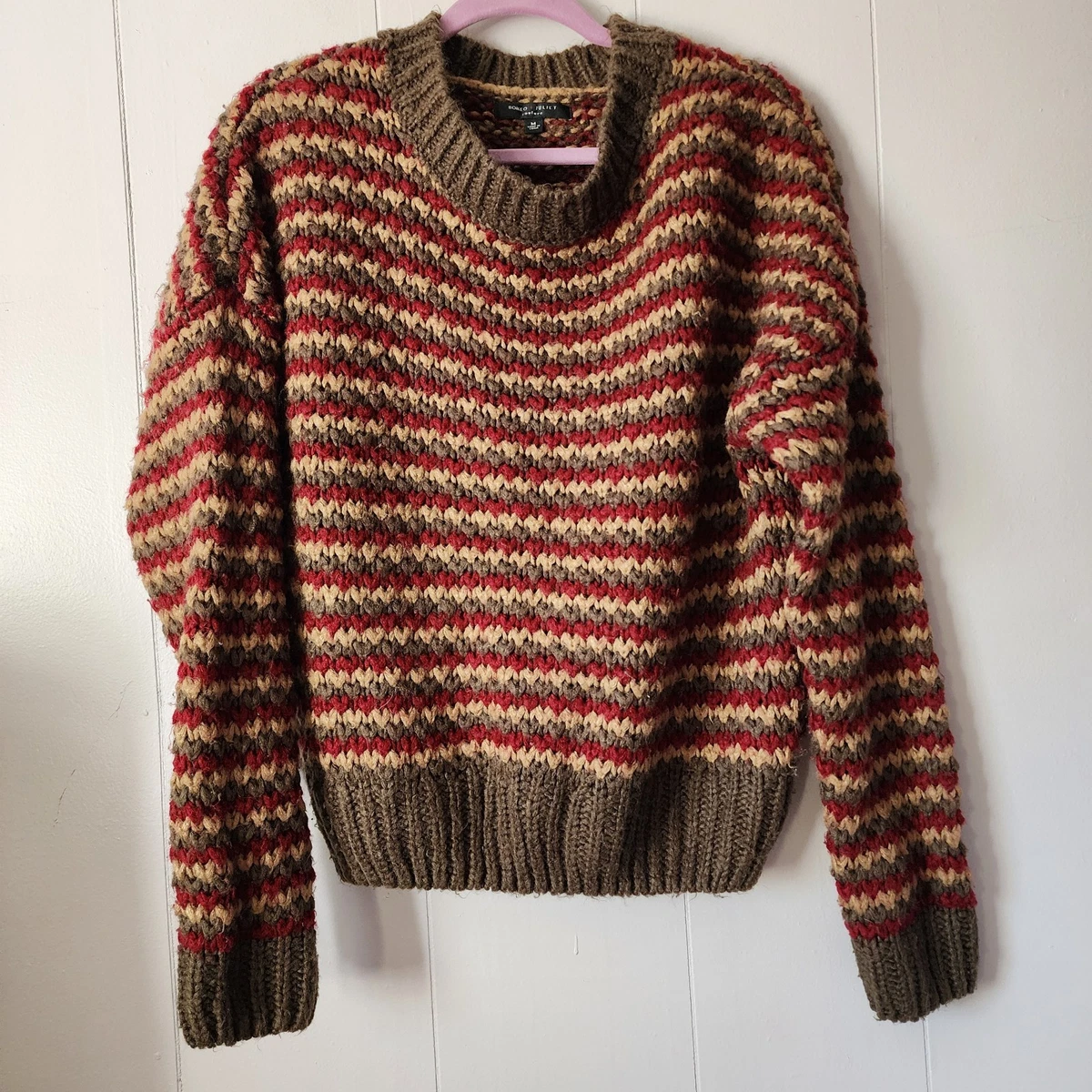 Women's Oversized Striped Sweater - Color Block Long Sleeve Crew Neck Lightweight Cozy Pullover