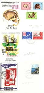 Gibraltar 1970's FDC Skull Europa Philympia London First Day Covers - Picture 1 of 4