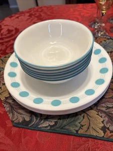 Corelle South Beach 10,25" Essteller & Schüsseln Türkis Tupfen Menge 12 - Bild 1 von 9