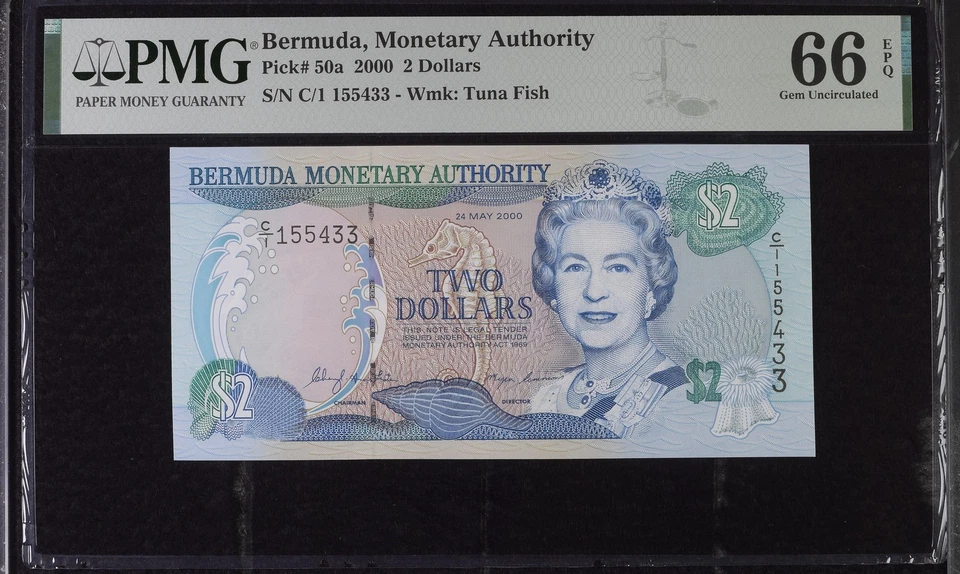 BERMUDA 2 Dollars 2000 P 50 a Gem UNC PMG 66 EPQ - Image 1 of 3
