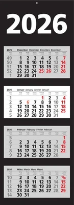 2026 ADINA Viermonatskalender schwarz 92x33cm mit Tagesanzeiger in Blockform - Bild 1 von 3