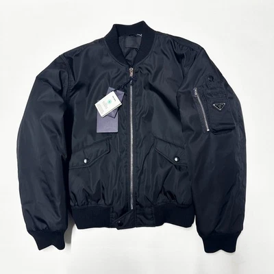 100% AUTHENTIC PRADA RE-NYLON SIZE S SMALL M BOMBER JACKET MENS BLACK PUFFER NEW - Image 1 of 4