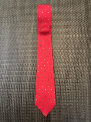 Галстук мужской Christian Dior красный винтажный дизайнерский медальон геометрический 100% шелк - Изображение 1 из 4