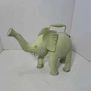 Vintage RUSTIC Folk Art METAL ELEPHANT Figural Plant Flower Watering Can Trunk - Picture 1 of 22