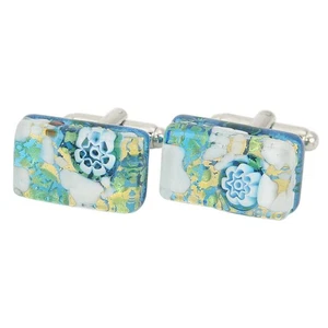 Gemelos rectangulares clásicos venecianos cristal GlassOfVenice Murano - oro acuático - Imagen 1 de 4