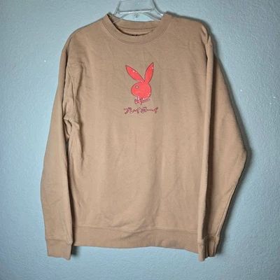 Playboy Club Tokyo Sweatshirt Men M Tan Bunny Girl Hearts Ace Jumper Retro Y2K - Image 1 of 4