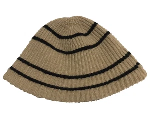 Sombrero cubo tejido a rayas beige para mujer talla única invierno informal boho - Imagen 1 de 7