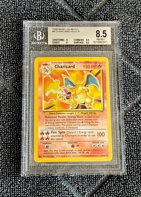 1999 Pokemon Base Set Unlimited #4 Charizard Holo BGS 8.5 (9, 8, 8.5, 8.5) Rare - Image 1 of 2