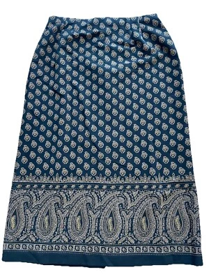 JM Petite Collection Paisley Black Beige Y2K Skirt Size 12 Ladies Zip Up Stretch - Image 1 of 4