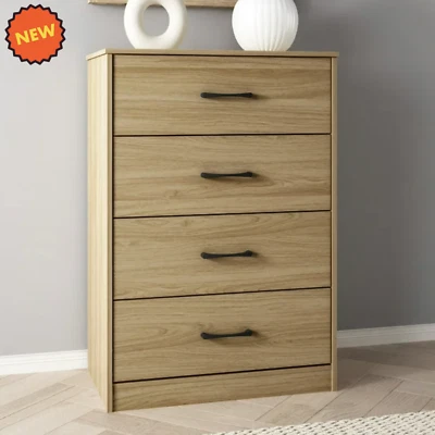Comoda Para Habitacion Con 4 Cajones De Madera Natural Mueble El Dormitorio Ropa Foto 1 de 4