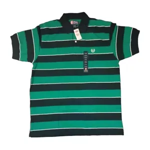Chaps Ralph Lauren Polo Black / Green Striped Shirt White Crest Mens Large NWT - Picture 1 of 17