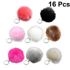  16 Pcs Miss Fur Keychain for Women Artificial Ball Fluffy Ring